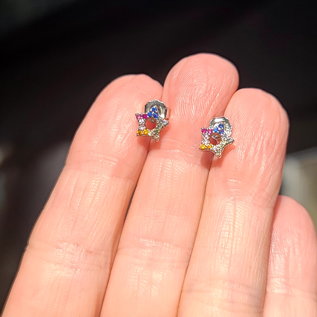 Multi- Gemstone Sterling Star Earrings 68$
